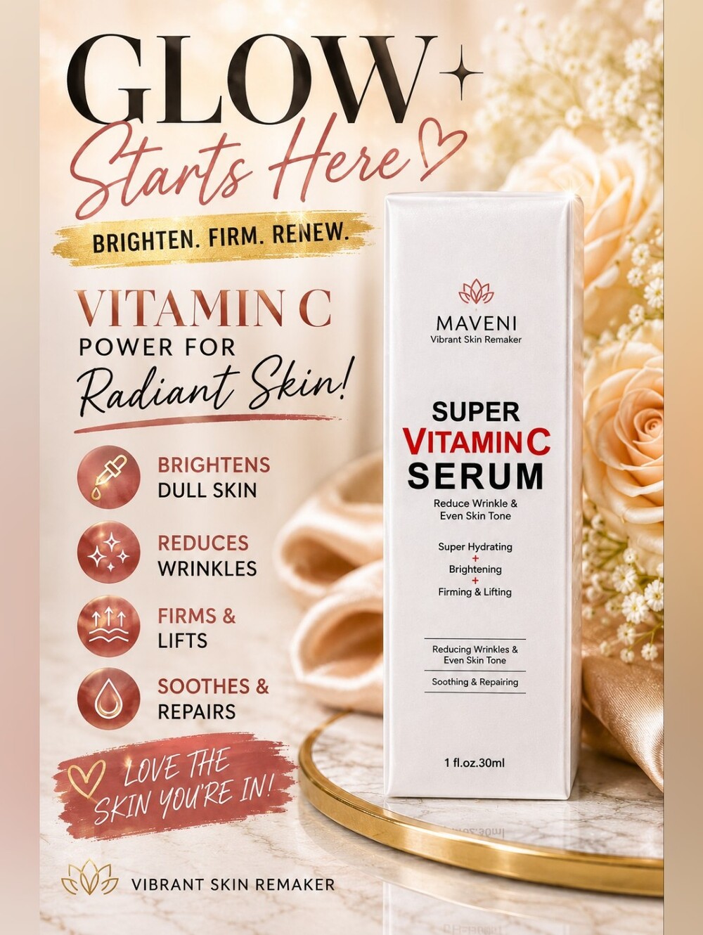 MAVENI Super Vitamin C Serum Brightening Hydrating Anti-Aging Face Serum